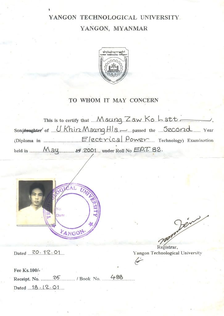 Electrical Diploma Certificate