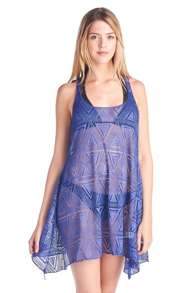 Women's Juniors TBack Beach Dress Cover Up Sleeveless Flare Swimwear