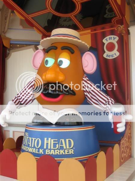 At Toy Story Midway Mania!, Mr. Potato Head can litterally have a conversation with guest.  He is programmed with a vast number of phrases and can ask questions with guest by calling them out by the clothing they are wearing.