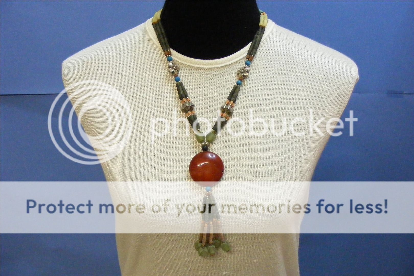 AFGHAN Vtg Traditional Carnelian CORAL Stone NECKLACE  